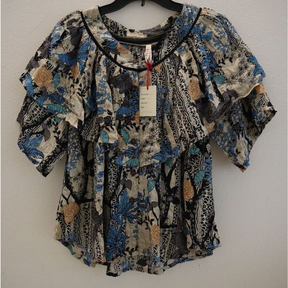 Raga R4161 112 Women's Sz S Multicolor Floral Button Down Top - Picture 1 of 5